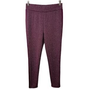 Lou & Grey Loft Women's Textured Stripe Ponte Leggings M Maroon Red Stretch Pant